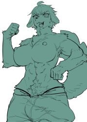 1futa 2022 abs anthro armpit_fetish armpit_hair balls big_balls big_breasts big_penis bottomwear breasts bulge canid canine canis clothed clothing domestic_dog erection erection_under_clothes fingers fur futanari genitals gynomorph hair hairy_armpits happy_trail hi_res huge_breasts intersex kissxmaker looking_at_viewer mammal muscular muscular_anthro muscular_futanari muscular_gynomorph muscular_intersex nipples open_mouth pants pants_bulge penis penis_outline rtr simple_background smile solo