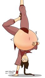 1girls avatar_the_last_airbender belly big_belly big_breasts breasts brown_hair clothing female female_focus female_only hand_on_belly handstand kbeezy52 large_belly ponytail pregnant pregnant_female thenypod4 ty_lee