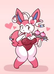 big_breasts breasts bunnysuit cute female gravtitty pokemon servant sylveon tagme thick_thighs waiter