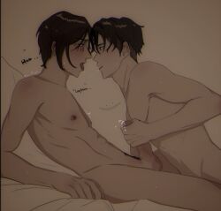 2boys attack_on_titan eren_jaeger gay handjob kissing kissogai levi levi_ackerman male_only romantic