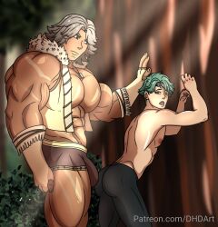 2boys albein_alm_rudolf_ii alm_(fire_emblem) atlas_(fire_emblem) bulge dhd_art fire_emblem fire_emblem_echoes:_shadows_of_valentia fire_emblem_gaiden forgotten_homo_crushes_2022 gay male male_only muscles muscular muscular_male shirtless shirtless_(male) yaoi