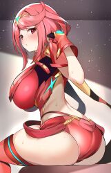 1girls 2022 ass ass_focus bangs blush booty breasts enishi96 female female_only hips huge_ass huge_breasts nintendo pyra red_eyes red_hair short_hair short_shorts shorts sideboob slim_waist suspenders suspenders_hanging swept_bangs thick_thighs thighhighs thighs tiara wide_hips xenoblade_(series) xenoblade_chronicles_2