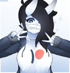 ahegaokami breasts clothed mask oni original patreon spooky_(ahegaokami) tagme wholesome
