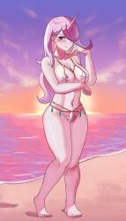 1girls beach equestria_girls fleur_de_lis_(mlp) friendship_is_magic hair_over_one_eye hasbro humanized iojknmiojknm lavender_hair long_hair my_little_pony purple_eyes seaside unicorn_horn venus_bikini voluptuous