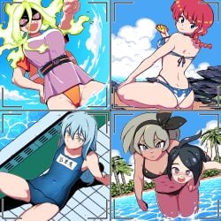 1:1 1boy 2021 4girls :/ ahoge allister_(pokemon) androgynous armpits ass bare_arms bare_shoulders barefoot bea_(pokemon) beach belt bikini black_bikini black_hair black_hairband blue_bikini blue_eyes blue_hair blue_swimsuit blush braid breasts burnin_(my_hero_academia) bush cameltoe canon_genderswap carrying character_name cleavage clothing cloud covered_navel crossover dark-skinned_female dark_skin dress embarrassed eyebrows_visible_through_hair feet female female_focus fiery_hair fire flaming_hair flat_chest genderswap_(mtf) green_fire green_hair grey_eyes grey_hair hair_between_eyes hairband hand_on_hip hand_on_knee highres holding_object innertube kamiji_moe kingbawoon kneeling large_breasts leaning_back leaning_forward long_hair looking_at_viewer looking_back male mask matching_hair/eyes medium_breasts moe_kamiji mole mole_under_mouth multiple_girls my_hero_academia navel nintendo o-ring o-ring_bikini ocean one-piece_swimsuit onion_(pokemon) open_mouth orange_eyes orange_swimsuit outdoors palm_tree partially_submerged pixel_art pointing pokemon pokemon_ss ponytail pool purple_eyes ranma-chan ranma_1/2 ranma_saotome red_hair rimuru_tempest rule_63 sand school_swimsuit seashell seiza sharp_fingernails sharp_teeth short_dress short_hair short_ponytail shy single_braid sitting sky small_breasts smile soles swim_trunks swimsuit swimsuit_under_clothes swimwear tears teeth tensei_shitara_slime_datta_ken text thick_thighs thigh_gap thighs tied_hair tight_clothing toes tree water white_dress yellow_eyes