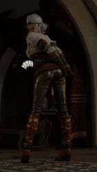 3d ball_gag bondage bound cd_projekt_red ciri gag gagged leather leather_boots leather_clothing leather_gloves leather_pants leg_spreader rindekey rope_bondage shiny_clothes the_witcher the_witcher_(series) the_witcher_3:_wild_hunt tight_pants