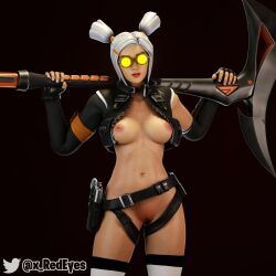 dizzie_(fortnite) glasses gloves nude_female tinted_eyewear white_hair yellow-tinted_eyewear