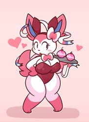 big_breasts breasts bunnysuit cute female gravtitty pokemon servant sylveon tagme thick_thighs waiter