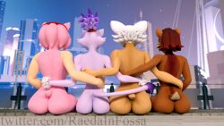 16:9 2022 3d 3d_model absurd_res amy_rose amy_rose_(warfaremchine) anthro archie_comics ass big_butt blaze_the_cat blaze_the_cat_(warfaremchine) blender_(software) brown_body brown_fur butt_shot butt_squish chipmunk chiropteran detailed_background digital_media domestic_cat eulipotyphlan felid feline felis female fur ground_squirrel group hair hand_on_hip hedgehog hi_res huge_filesize mammal mobian mobian_(species) mobian_bat nude outside pink_body pink_fur pink_hair purple_body purple_fur purple_hair raedainfossa rear_view rodent rouge_the_bat rouge_the_bat_(warfaremchine) sally_acorn sally_acorn_(warfaremchine) sciurid sega sitting sonic_(series) sonic_adventure_2 sonic_the_hedgehog_(archie) sonic_the_hedgehog_(comics) sonic_the_hedgehog_(series) squish thick_thighs video_games warfare_machine watermark wide_hips widescreen