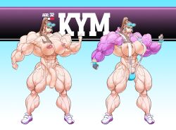 1futa abs areolae balls breasts brown_hair flaccid full_body futa_only futanari huge_breasts huge_cock human hyper_muscles hyper_penis kym_(what_a_mass) light-skinned_futanari light_skin long_hair muscular muscular_arms muscular_futanari muscular_thighs nipples nude penis reference_sheet solo standing what_a_mass!