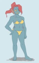 1girls 2d aruput aruput_ut female female_only fish fish_girl red_hair solo swimsuit tagme tall tall_female undertale undertale_(series) undyne