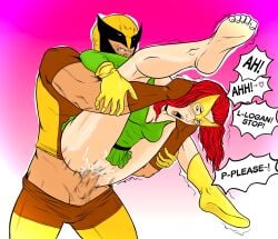 1boy 1girls barefoot clothed cum_in_pussy cum_inside female forced fuccbou full_nelson headlock jean_grey logan_(x-men) male marvel marvel_comics marvel_girl moaning rape red_hair rough_sex screaming sex short_skirt straight vaginal_penetration wolverine_(x-men) x-men