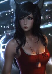 1girls ahri big_breasts cleavage commander_shepard crossover female female_only femshep league_of_legends light-skinned_female mass_effect raikoart tight_clothing