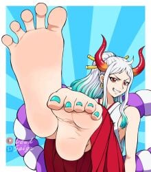 1girls 2d animated bangs barefoot big_feet blue_toenails demon_horns feet feet_up female female_only foot_fetish foot_focus foot_worship horns lewdsaiga long_hair looking_at_viewer loop no_sound one_piece ponytail presenting_feet red_eyes short_playtime sitting smiling smiling_at_viewer soles solo solo_female tagme toe_scrunch toe_spread toenail_polish toes two_tone_hair video white_hair wrinkled_feet wrinkled_soles yamato_(one_piece)