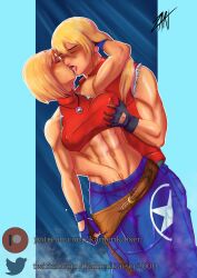 blonde_female blue_mary breast_squeeze canon_couple fatal_fury hand_in_pants kamen_kaiser king_of_fighters kissing straight terry_bogard