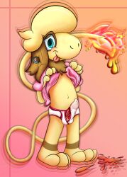 anthro blue_eyes briefs brown_hair furry lobofeo long_tail male pokemon pokemon_gsc smeargle tail tongue_out veiny_penis