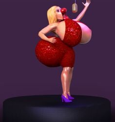 1girls 3d ass_expansion bad_anatomy big_ass big_breasts big_butt bimbo bimbofication bimbofied breast_expansion female female_only hourglass_expansion hourglass_figure huge_ass huge_breasts huge_mouth hyper_ass hyper_bimbo hyper_breasts hyper_lips inflation jackd22 microphone red_dress tagme