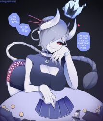 ahegaokami breasts demon_girl flame_crown oni poker_table