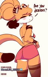 animated anthro ass blush breasts clothed clothing color colored diives dou_(diives) female fur furry furry_only heart presenting presenting_hindquarters short_playtime skinny skirt standing tagme tail xingzuo_temple