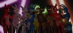 3d 5boys 5futas 5girls animatronic animatronics bimbo bimbo_futanari blender blender_(software) blender_cycles blurred_background blurry_background female five_nights_at_freddy's foxy_(fnaf) frederika_(fnaf) futanari glowing_eyes group hstudios mangle_(fnaf) naked nude nude_female nude_male rule_63 toy_bonnie_(fnaf) toy_chica_(fnaf) toy_freddy_(fnaf)