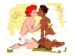 2boys adorable ariel ariel_(the_little_mermaid) censored chocolate_and_vanilla closed_eyes crossover cute dark-skinned_femboy dark-skinned_male dark_skin disney disney_princess dreadlocks femboy femboy_prince femboy_princes feminine_male flat_chest gay genderswap genderswap_(ftm) human human_transformation interracial kissing light-skinned_male male male_only medium_hair naked naked_male nude nude_male on_knees pale-skinned_male pale_skin red_hair ripushko rule_63 shocked shocked_expression short_hair smoke steam the_little_mermaid the_little_mermaid_(1989_film) the_princess_and_the_frog tiana twink wholesome yaoi