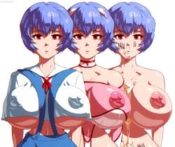 angelauxes choker clothing cum emotionless erect_nipples erect_nipples_under_clothes expressionless female huge_breasts large_breasts neon_genesis_evangelion red_eyes rei_ayanami short_hair solo stray_pubic_hair tally tally_mark tally_marks