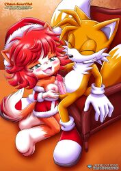 anthro balls bbmbbf blush breasts cat christmas closed_eyes cum cum_on_breasts diamond_level female fox furry little_tails male male/female mobius_unleashed open_mouth paizuri palcomix penis pietros_secret_club sega sex skye_(little_tails) sonic_(series) sonic_the_hedgehog_(series) tails tongue