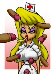 1girls 8boys angelauxes animaniacs blonde_hair eyeshadow hello_nurse lipstick long_hair lowres nurse nurse_cap penis warner_brothers