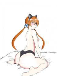 alisa_southerncross back cat_ears female keroro_gunsou orange_hair topless