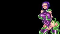 1girls breasts clothed clothed_female corruption covering covering_pussy dc dc_comics forehead_jewel grabbing_breasts holding_breast latex latex_dungeon latex_legwear latex_leotard legwear leotard midriff navel purple_hair rachel_roth raven_(dc) slim_waist slime teen_titans tentacle thick_thighs thighhighs wide_hips zxc