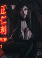 1futa 3d autopaizuri black_hair black_jacket black_leggings black_outfit breasts casual_autopaizuri cleavage erect_nipples erection final_fantasy final_fantasy_vii futa_only futanari huge_breasts huge_cock jacket jacket_open leggings light-skinned_futanari light_skin looking_at_viewer nipples_visible_through_clothing paizuri penis red_eyes solo stevencarson tifa_lockhart topwear