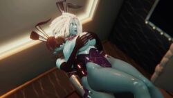 2girls 3d animated awoken breast_grab breast_massage breast_squeeze breasts bungie bunny_ears bunnysuit destiny_(game) destiny_2 elbow_gloves female gloves glowing glowing_eyes leotard mara_sov mp4 no_sound pantyhose petra_venj sonicfreak thick_thighs thighs video yuri