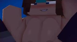 1girls 3d 3d_(artwork) animated arms_up big_breasts blue_background blue_eyes bouncing_breasts breasts brown_hair choker digital_media_(artwork) featureless_hands female helmet horny_female human_female humanoid implied_sex jenny_belle_(slipperyt) jenny_odd_adventure mine mine-imator minecraft mp4 nipples no_sound outside pillager_(minecraft) short_playtime simple_background slipperyt thighhighs video