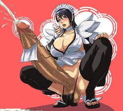 1futa ball_bra bib bimbo black_hair blush breasts brown_eyes censored choker cleavage cum dagashiya dark_penis erect_nipples futa_only futanari gigantic_penis hairband huge_breasts huge_cock hyper hyper_penis intersex iroha konbuni kouin_n maid no_bra open_mouth panties penis samurai_shodown sandals short_hair snk solo_futa spread_legs squat squatting testicle_bra thighhighs toeless_socks toes usatarou zouri