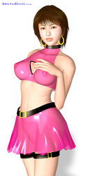 3d bb breasts collar earrings highres huge_breasts jewelry large_breasts metadoll miniskirt nipples no_panties polygon pussy see-through sex_slave short_hair skirt slave slave_collar slavegirl