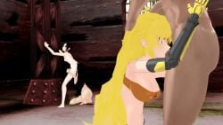 1boy 3d 3girls blake_belladonna cock_sucking eating_ass female male multiple_girls penis rape ruby_rose rwby snuff yang_xiao_long