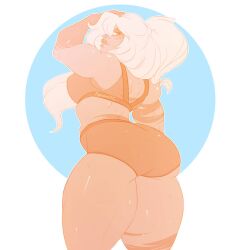 big_ass gem jasper_(steven_universe) kokobuttz looking_back muscular muscular_female orange_skin solo steven_universe thick_thighs