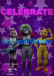 3d 3d_(artwork) animatronic areolae big_ass blender breasts chicken cute cute_fang cute_fangs female five_nights_at_freddy's five_nights_at_freddy's:_security_breach five_nights_at_freddy's_2 glamrock_chica_(fnaf) kemmanen naked night nipples nude nude_female robot robot_girl robot_humanoid roxanne_wolf_(fnaf) scottgames sfm smile smiling thick thick_ass thick_thighs toy_chica_(fnaf)