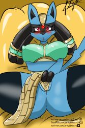 2d artykfrozt female female_lucario female_only lucario open_legs pokemon pokemon_(species) pokemon_unite pussy ruins_style_lucario self_upload wet_pussy