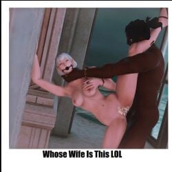 3d ameliance_leveilleur bondage dark-skinned_male dark_skin elezen final_fantasy final_fantasy_xiv gpose(ffxiv) interracial male_human/female_elf meme