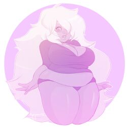 amethyst_(steven_universe) big_breasts breasts chubby curvy female gym kokobuttz long_hair plump purple_skin solo steven_universe