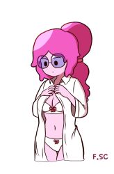 adventure_time candy_people_(at) fizzyspidercider glasses labcoat ponytail princess_bubblegum