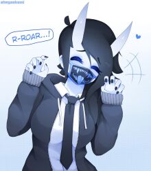 ahegaokami black_nails female masked original roaring sfw speech_bubble spooky_(ahegaokami) tagme wholesome