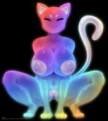 2022 absurd_res anthro big_breasts breasts crouching domestic_cat feet felid feline felis female genitals hi_res mammal navel nude pussy rainbow_(sadflowerhappy) sadflowerhappy solo thick_thighs