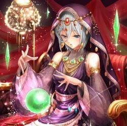 anastasia_(idolmaster) blue_eyes fortune_teller idolmaster idolmaster_cinderella_girls magic silver_hair tagme white_hair