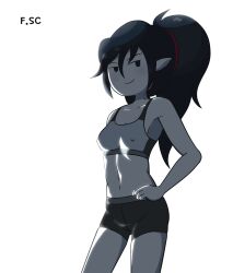 adventure_time belly black_hair female fit fit_female fizzyspidercider green_skin marceline nipple_bulge vampire