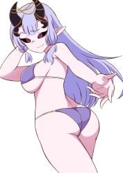 bikini pointy_ears purple_hair srfritos23 white_background