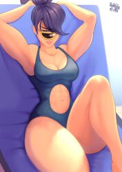 1girls abs breasts cleavage female female_only futurama one-piece_swimsuit parkdale solo swimsuit thick_thighs toned toned_female turanga_leela wide_hips