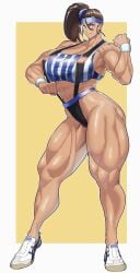 1girls biceps black_widow_(muscle_bomber) capcom cleavage flexing headband hi_res huge_breasts kugara4423 muscle_bomber muscular muscular_arms muscular_female muscular_legs ponytail saturday_night_slam_masters slam_masters solo thick_thighs