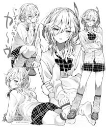 1boy bare_legs bare_thighs crossdressing femboy gay genshin_impact gyaru kaveh_(genshin_impact) kneehighs loafers loose_socks male male_only school_uniform schoolgirl_uniform short_skirt socks solo solo_focus solo_male thick_thighs thighs trap twink white_socks